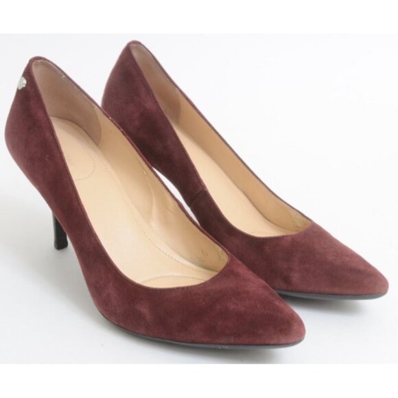 Calvin Klein Burgundy Wine Pointy Toe Pumps Women's Size 7.5B Office Preppy Work - Picture 1 of 7